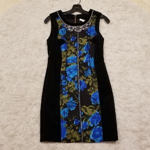 Tracy Reese size 4 black blue embellished dress